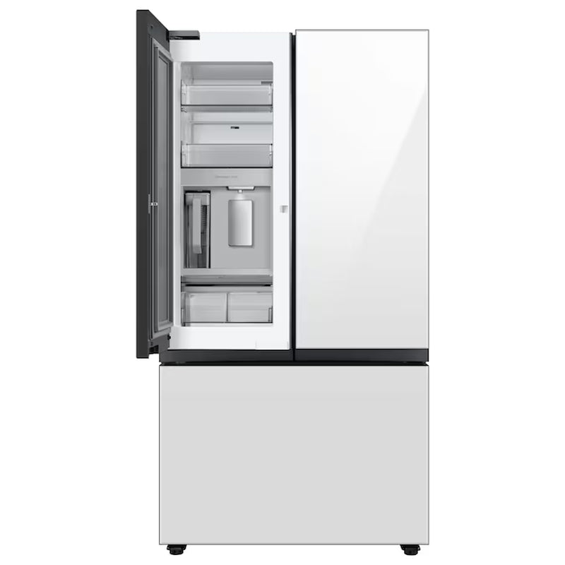Bespoke 30.1-Cu Ft Smart French Door Refrigerator with Dual Ice Maker and Water Dispenser and Door within Door (White Glass- All Panels) ENERGY STAR