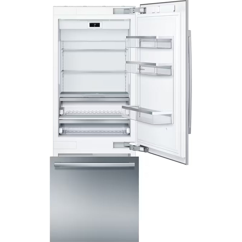 Benchmark Series 16-Cu Ft Counter-Depth Built-In Bottom-Freezer Refrigerator with Ice Maker (Stainless Steel) ENERGY STAR