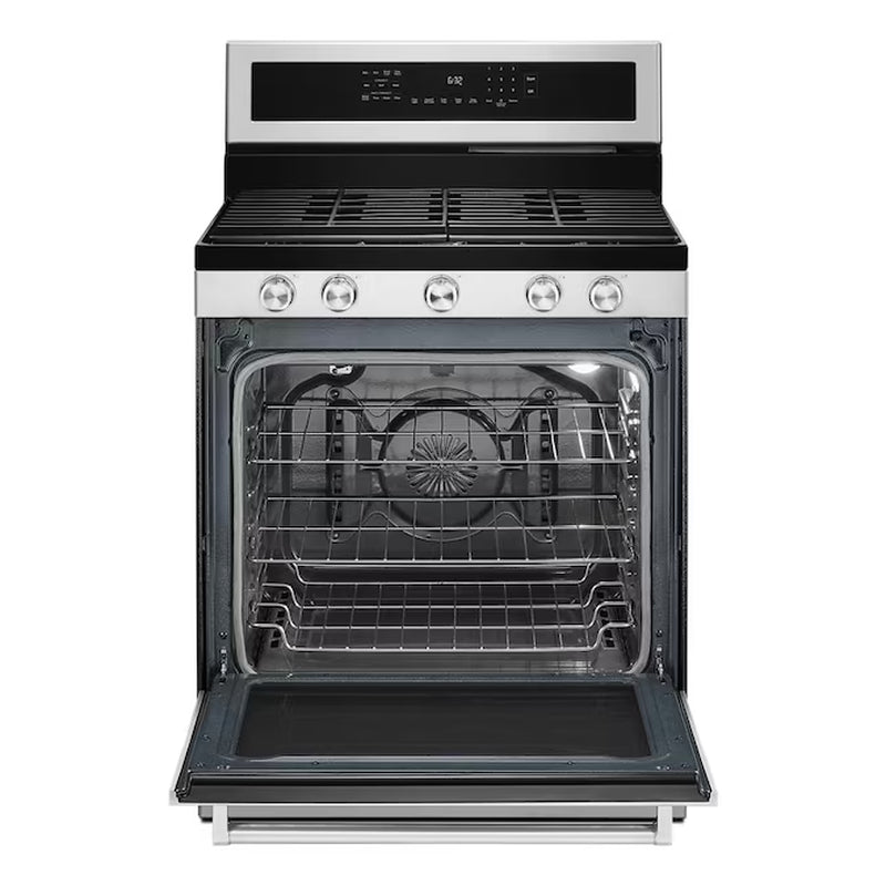 30-In 5 Burners 5.8-Cu Ft Self-Cleaning Convection Oven Freestanding Natural Gas Range (Stainless Steel with Printshield Finish)