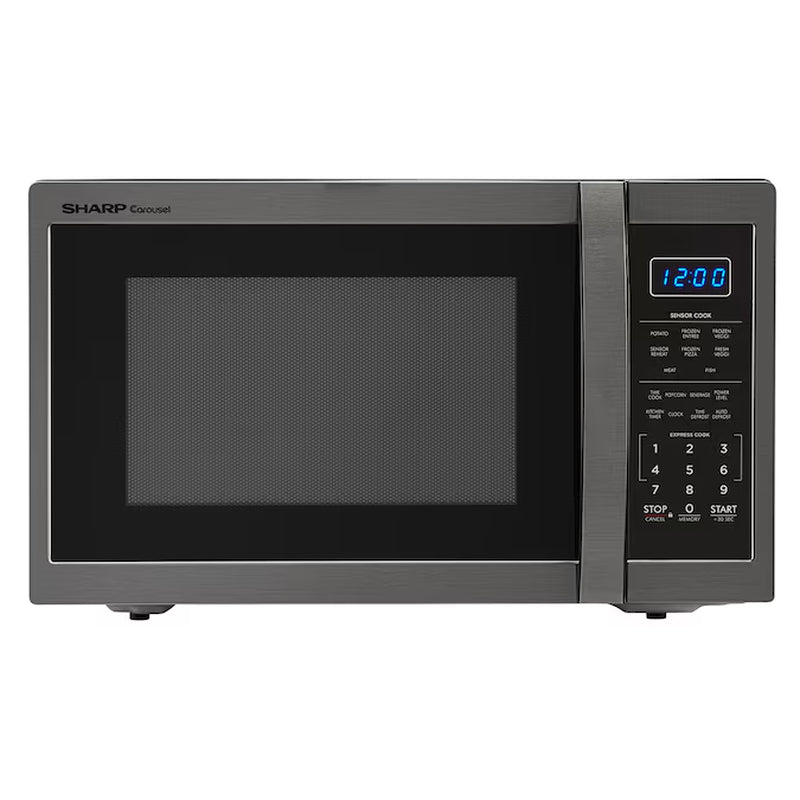 1.4-Cu Ft 1100-Watt Sensor Cooking Controls Countertop Microwave (Black Stainless Steel)